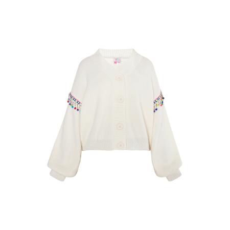 IZIA IZIA Gebreid vest blauw / grasgroen / lichtroze / wolwit