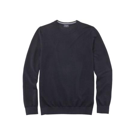 OLYMP Casual Trui ronde hals marine, Gestructureerd