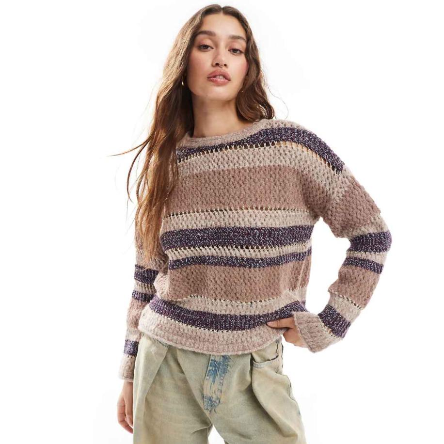 Daisy Street Golvende losgeweven, extreem ruimvallende trui-Veelkleurig Multicolor