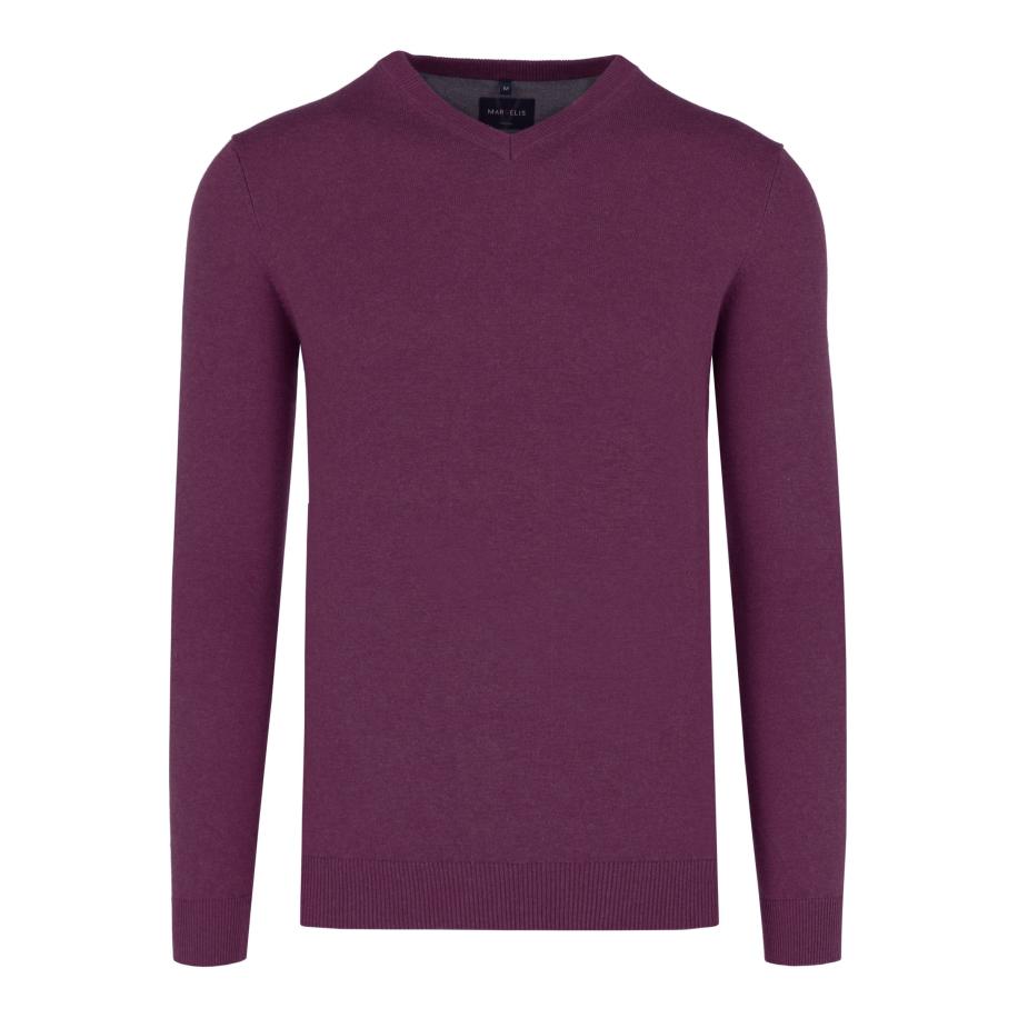 Marvelis Casual Trui V-hals paars, Effen Paars