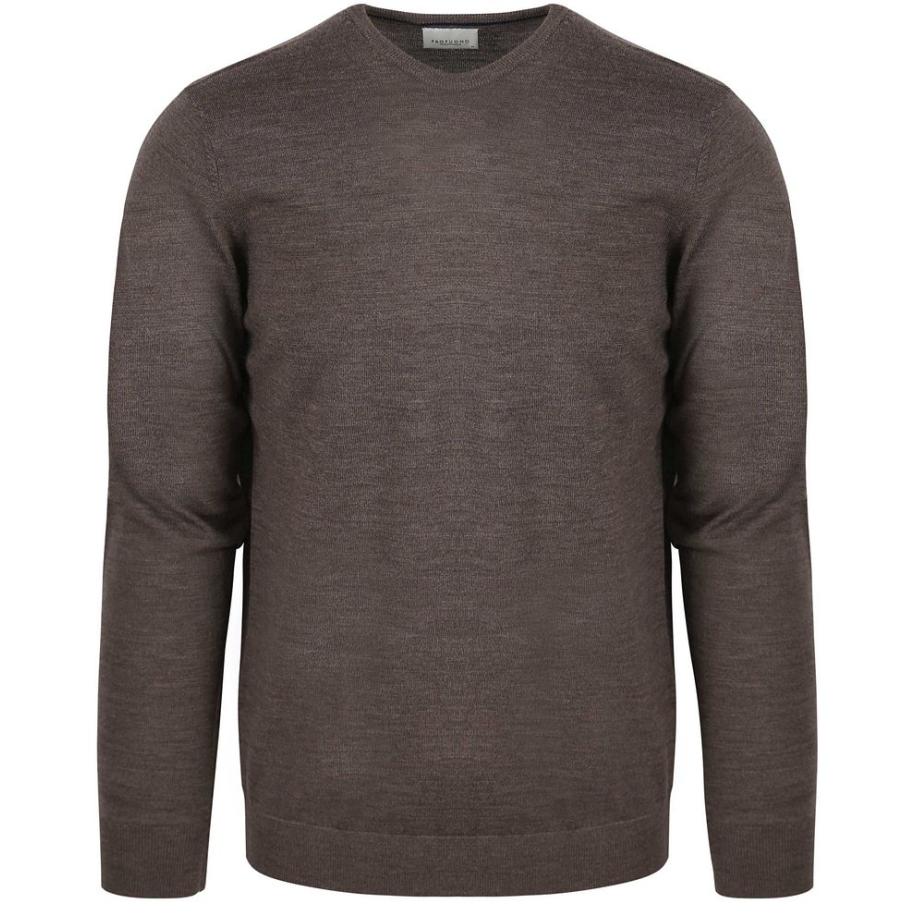 Profuomo Pullover Merino Taupe Bruin