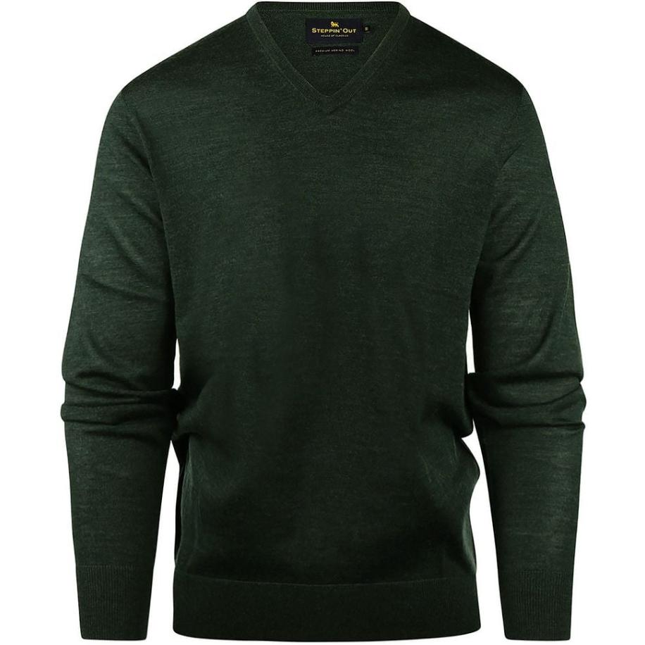 Steppin' Out Trui V-hals Merinowol Donkergroen Groen