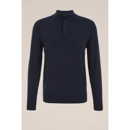 WE Fashion Heren slim fit trui - Slim Fit - Marineblauw - Katoen - Maat: XS