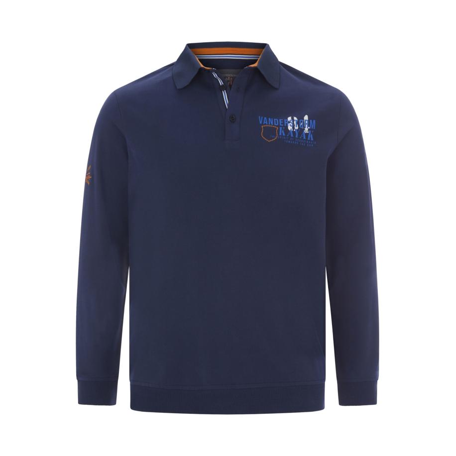 Jan Vanderstorm Sweatshirt Knoopsluitingdonkerblauw, Bedrukt Blauw