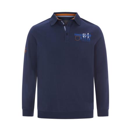 Jan Vanderstorm Sweatshirt Knoopsluitingdonkerblauw, Bedrukt