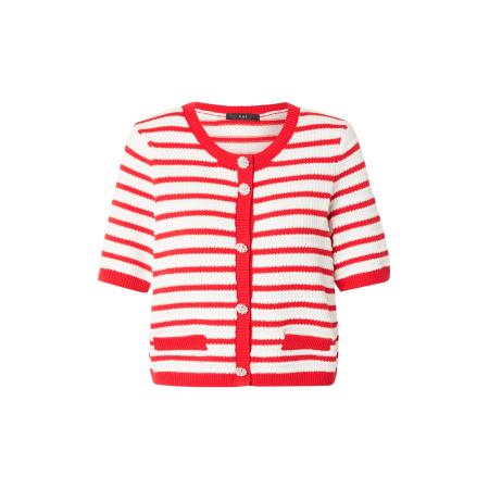 Oui OUI Gebreid vest rood / wit