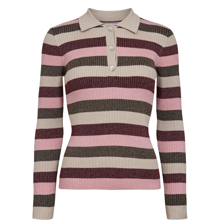 Nümph NÜMPH Trui MORAS stone grey / groen / rosa / wijnrood -