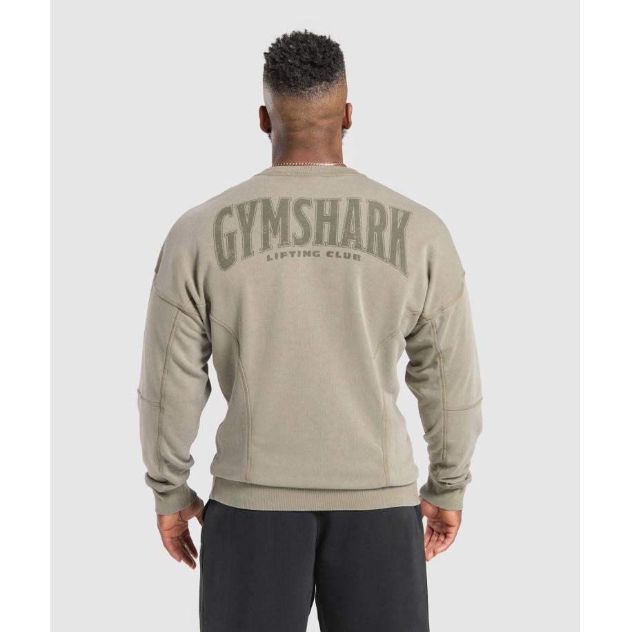 Gymshark Heritage Washed Crew Utility Green Groen