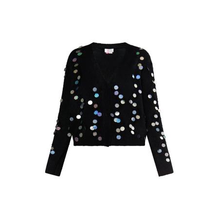 IZIA IZIA Gebreid vest blauw / groen / zwart / zilver