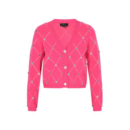 Faina faina Gebreid vest royal blue/koningsblauw / fuchsia / donkerrood / zilver