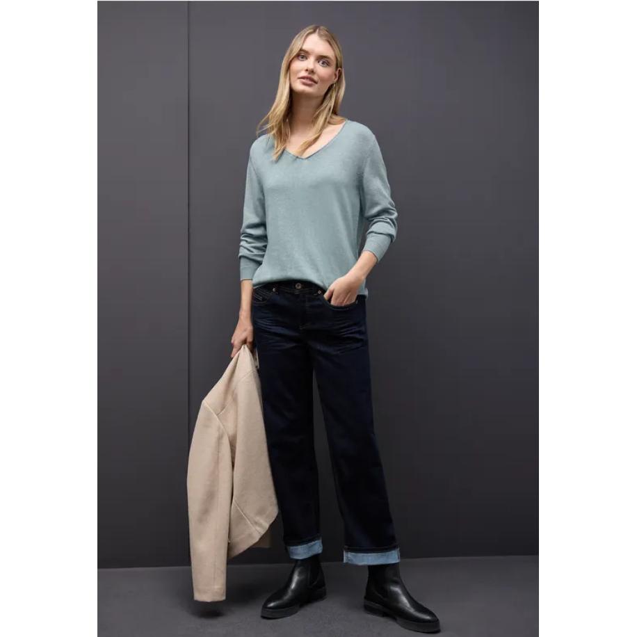 Street One Trui met V-hals Blauw