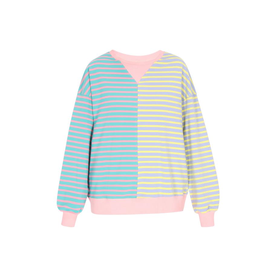 Swirly swirly Sweatshirt azuur / limoen / stone grey / lichtroze -