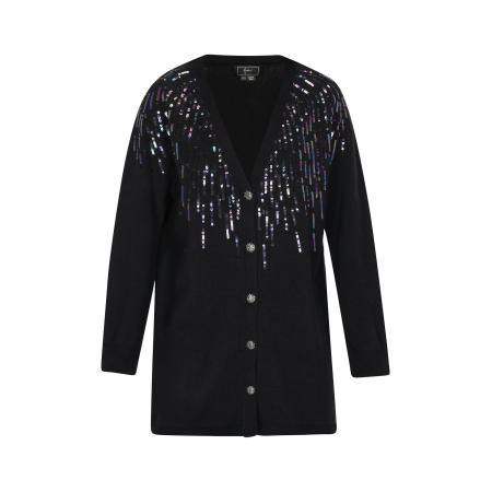 Faina faina Gebreid vest donkerblauw / donkerlila / zwart / zilver