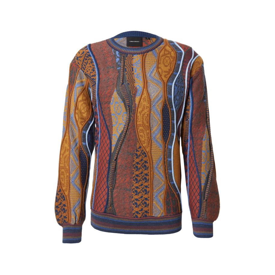 carlo colucci Carlo Colucci Trui lichtblauw / honing / oranje / kreeft -