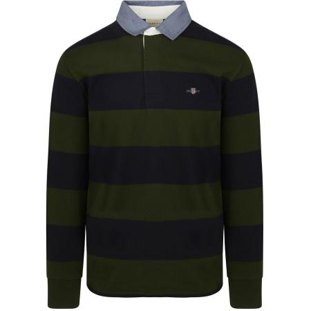 Gant Heavy Rugger Shield Longsleeve Polo Streep Navy Groen