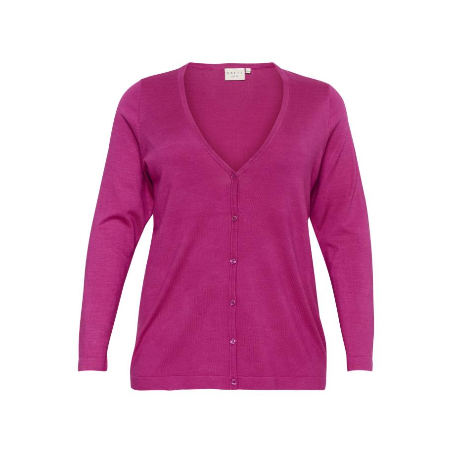 KAFFE CURVE Gebreid vest Farsia fuchsia Roze
