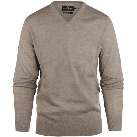 Steppin' Out Trui V-hals Merinowol Taupe