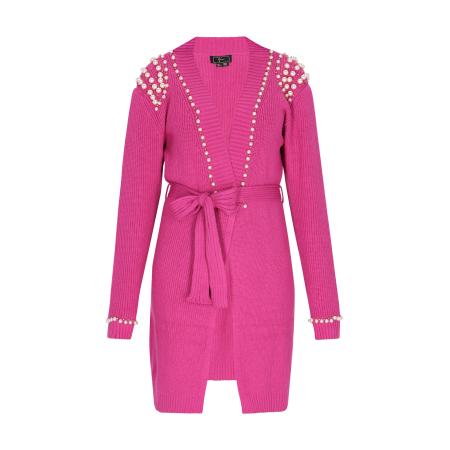 Faina faina Gebreid vest goud / fuchsia / parelwit