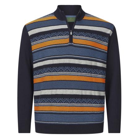 Charles Colby Charles Colby Trui donkerblauw / oranje / wit