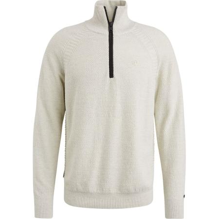 Cast Iron Knitted Half Zip Trui Ecru
