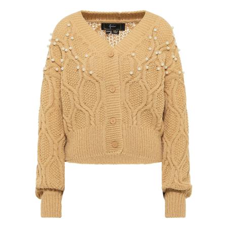 Faina faina Gebreid vest lichtbruin / parelwit