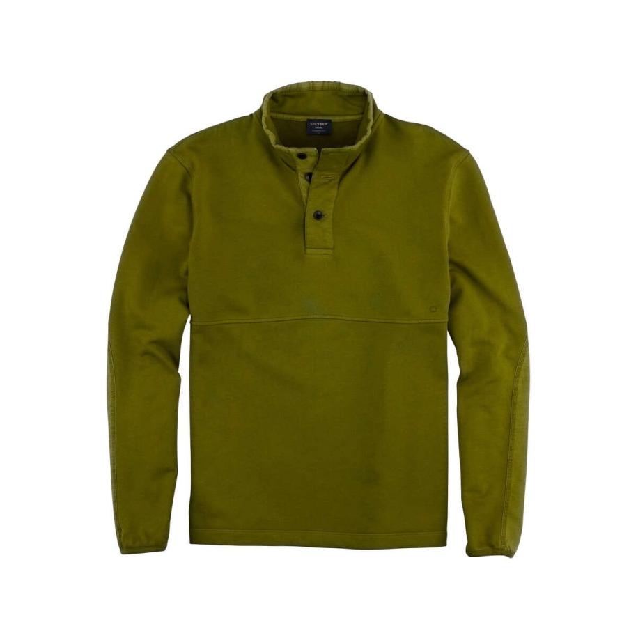 OLYMP Casual Trui Henley kraag limegroen, Effen Groen