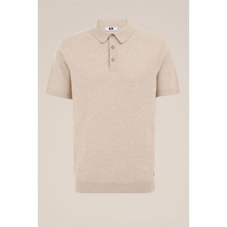 WE Fashion Heren Regular fit fijngebreide polo - Regular fit - Beige - Katoen - Maat: XS