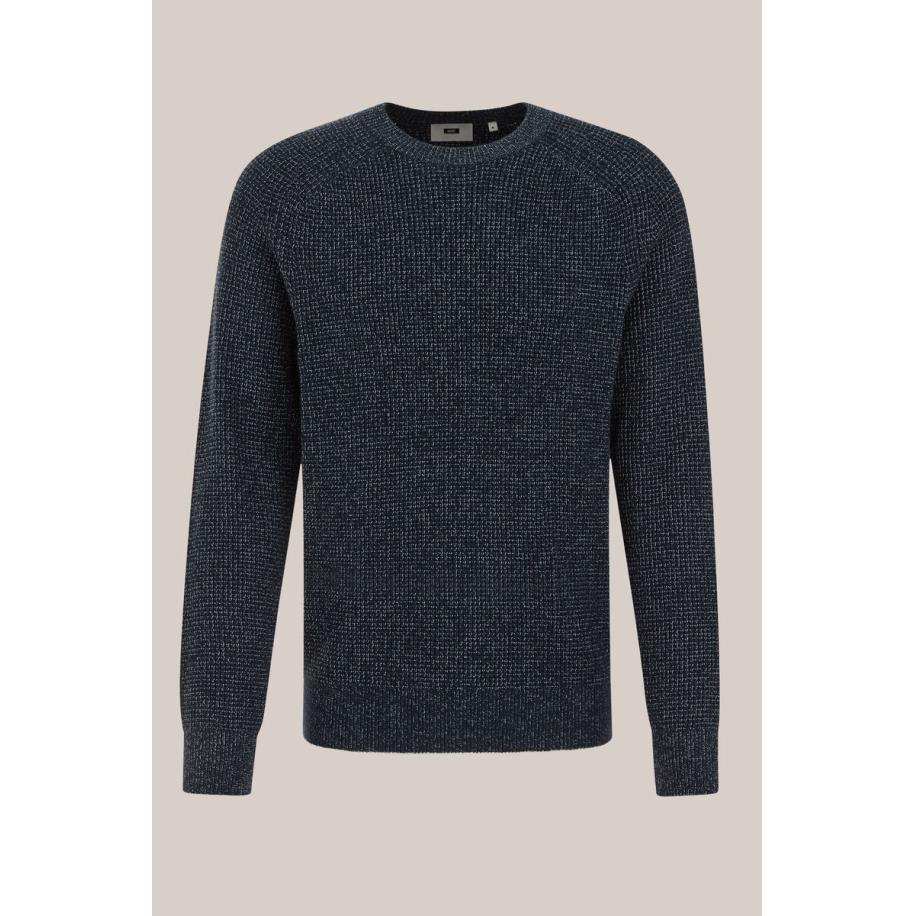 WE Fashion Heren regular fit trui met structuur - Regular fit - Donkerblauw - Maat: S Blauw