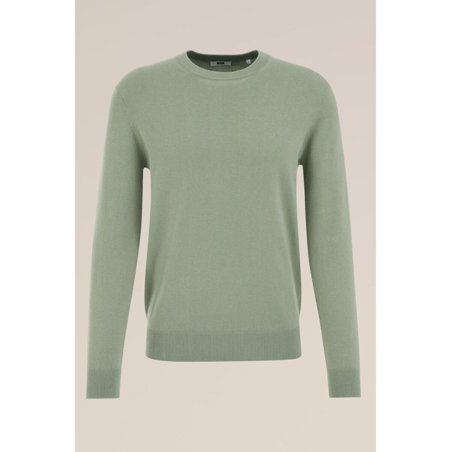 Fundamentals heren fijngebreide trui van katoenmix - Lichtgroen - Katoen - Maat: XXXL Groen