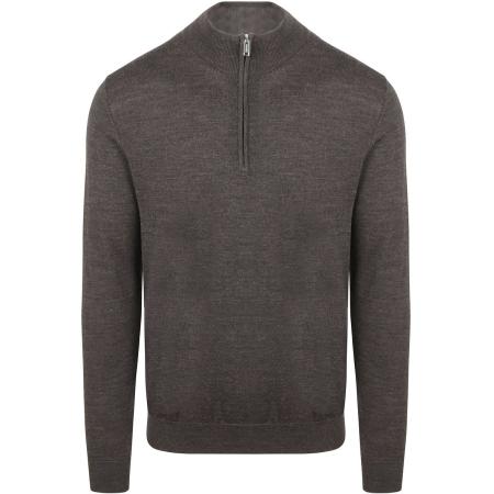 Profuomo Half Zip Pullover Merinowol Donkerbruin