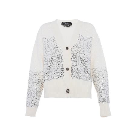 Faina faina Gebreid vest zilver / wit