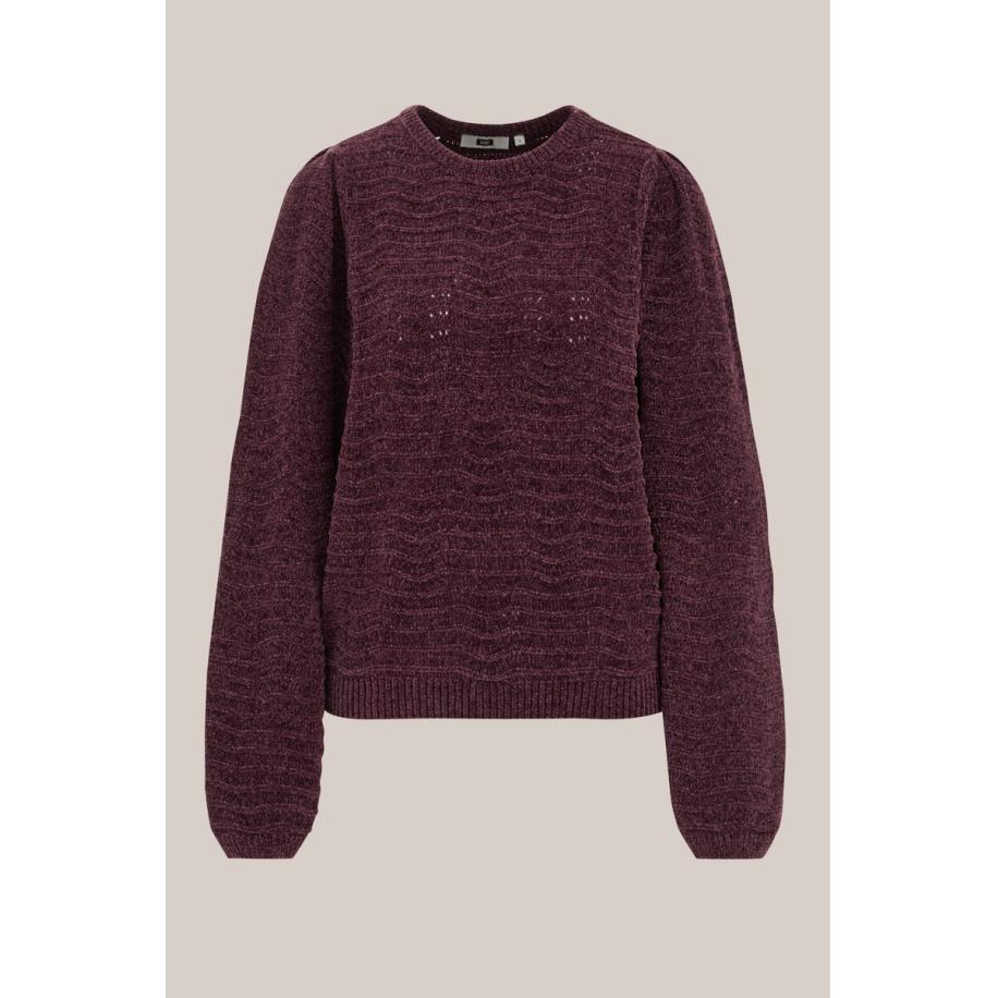 WE Fashion Dames gebreide trui - Regular fit - Aubergine - Maat: M Paars