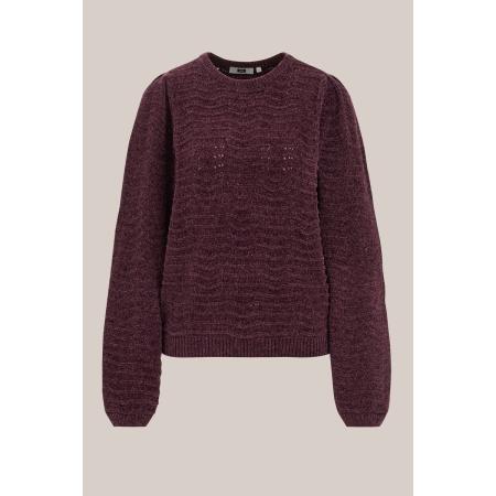 WE Fashion Dames gebreide trui - Regular fit - Aubergine - Maat: M