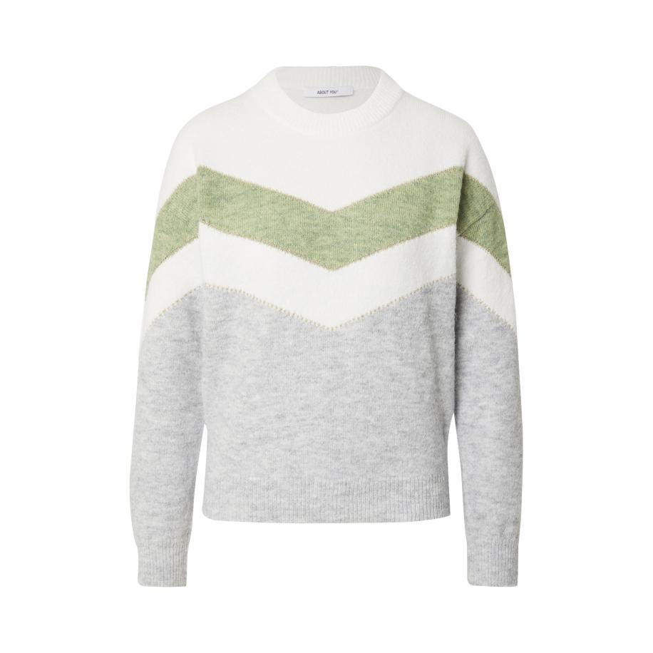 ABOUT YOU ABOUT YOU Trui Janine grijs / groen / wit -