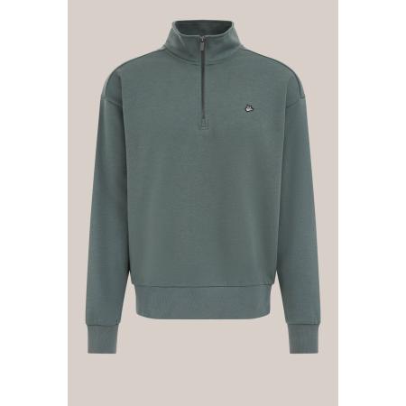 WE Fashion Heren regular fit trui met rits - Regular fit - Zeegroen - Katoen - Maat: XS