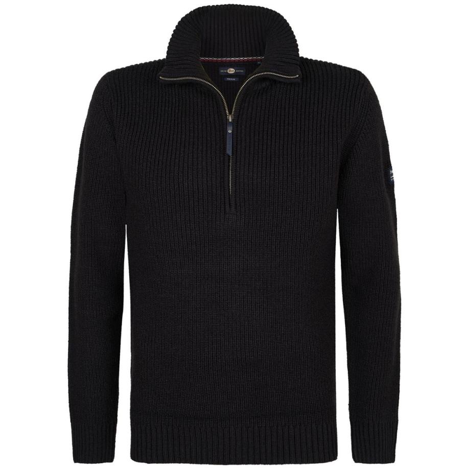 Petrol Half Zip Pullover Navy Blauw