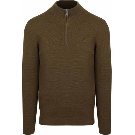 Profuomo Half Zip Pullover Structure Donkergroen