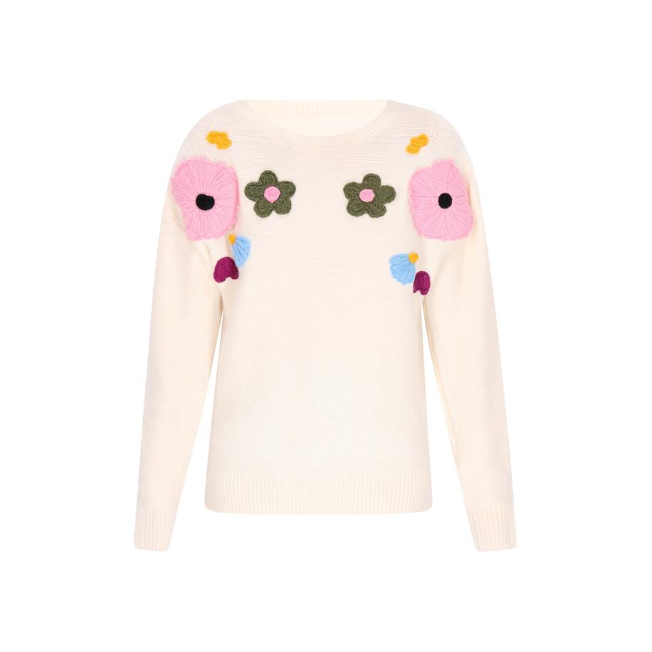 Swirly swirly Trui beige / lichtblauw / pink -