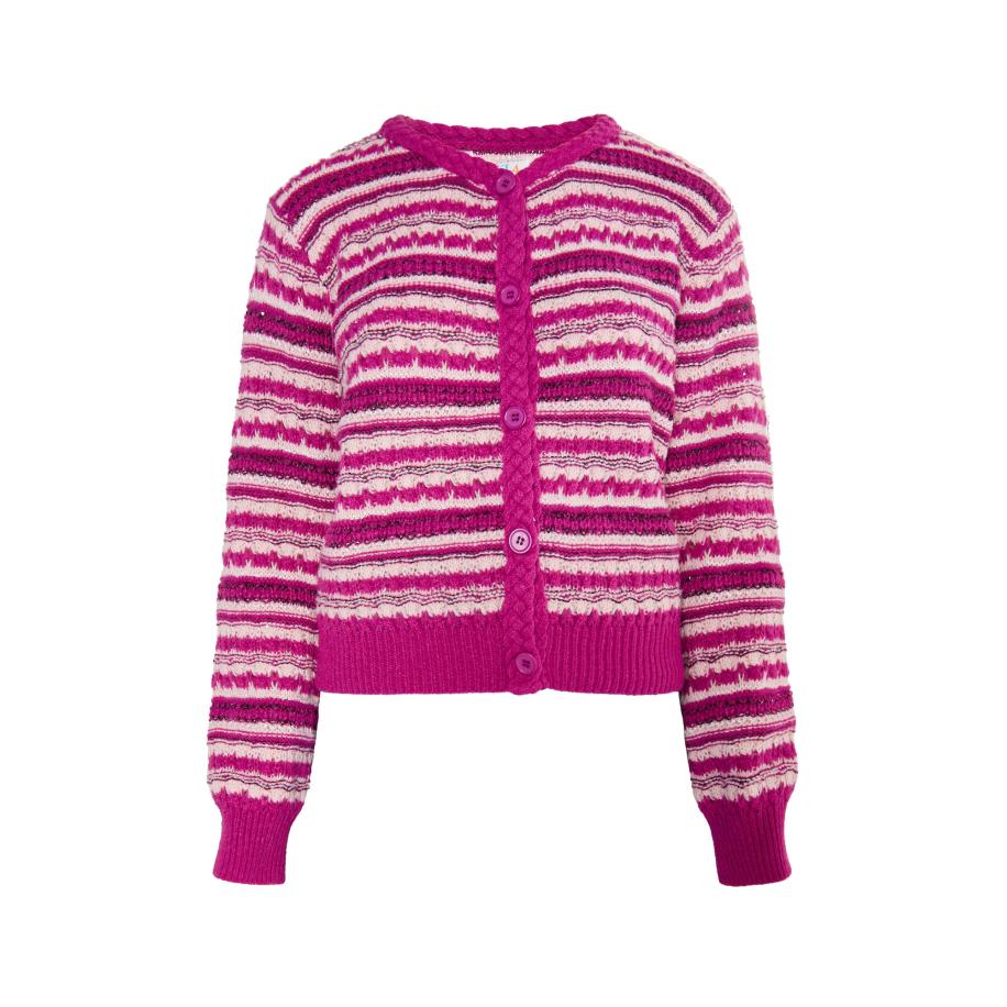 IZIA IZIA Gebreid vest pink / zwart / wit -