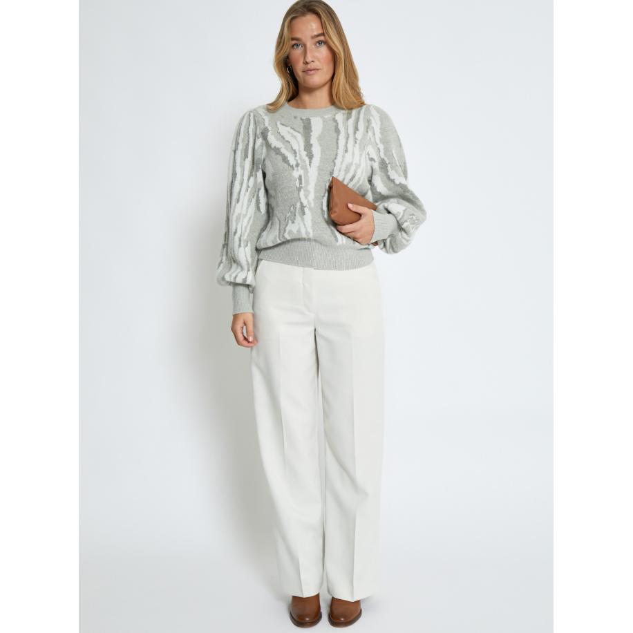 Minus minus Trui Floria grijs / lichtgrijs / wit -