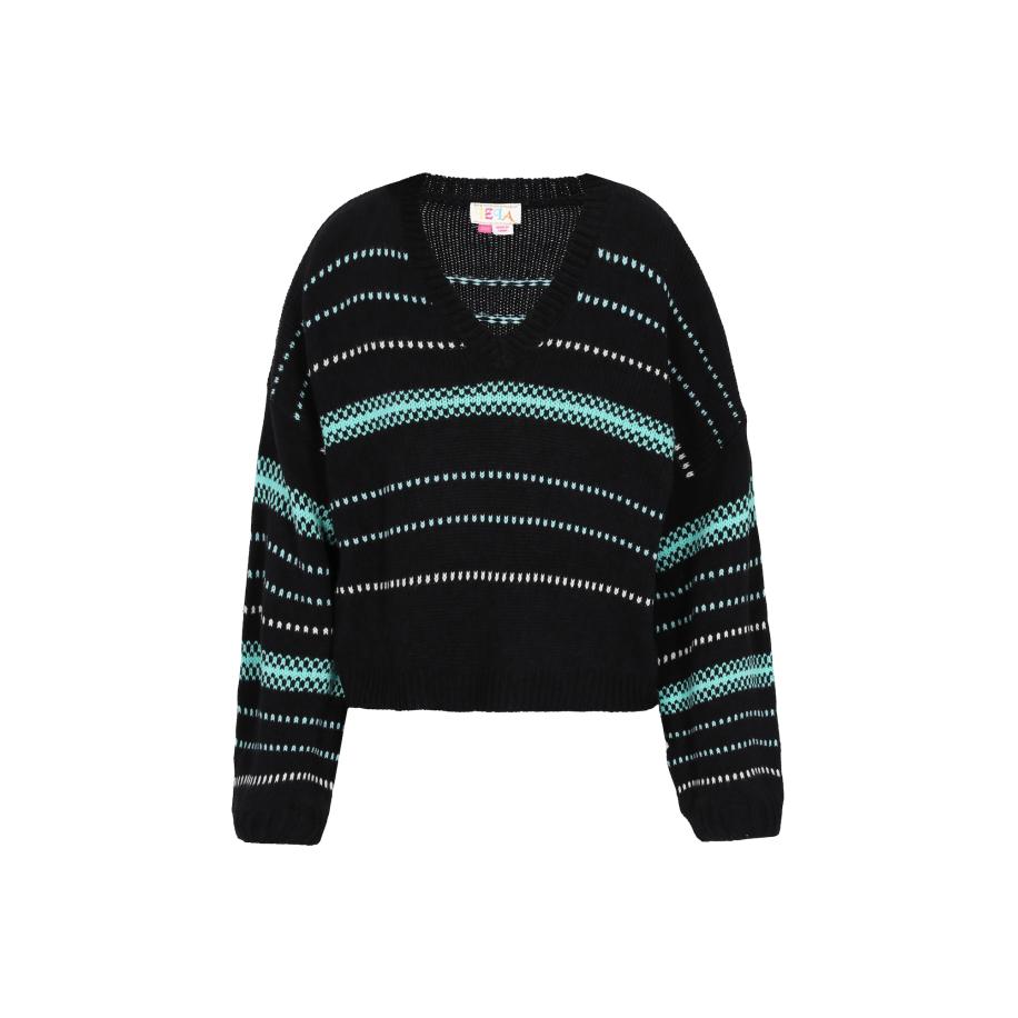 IZIA IZIA Trui turquoise / zwart -