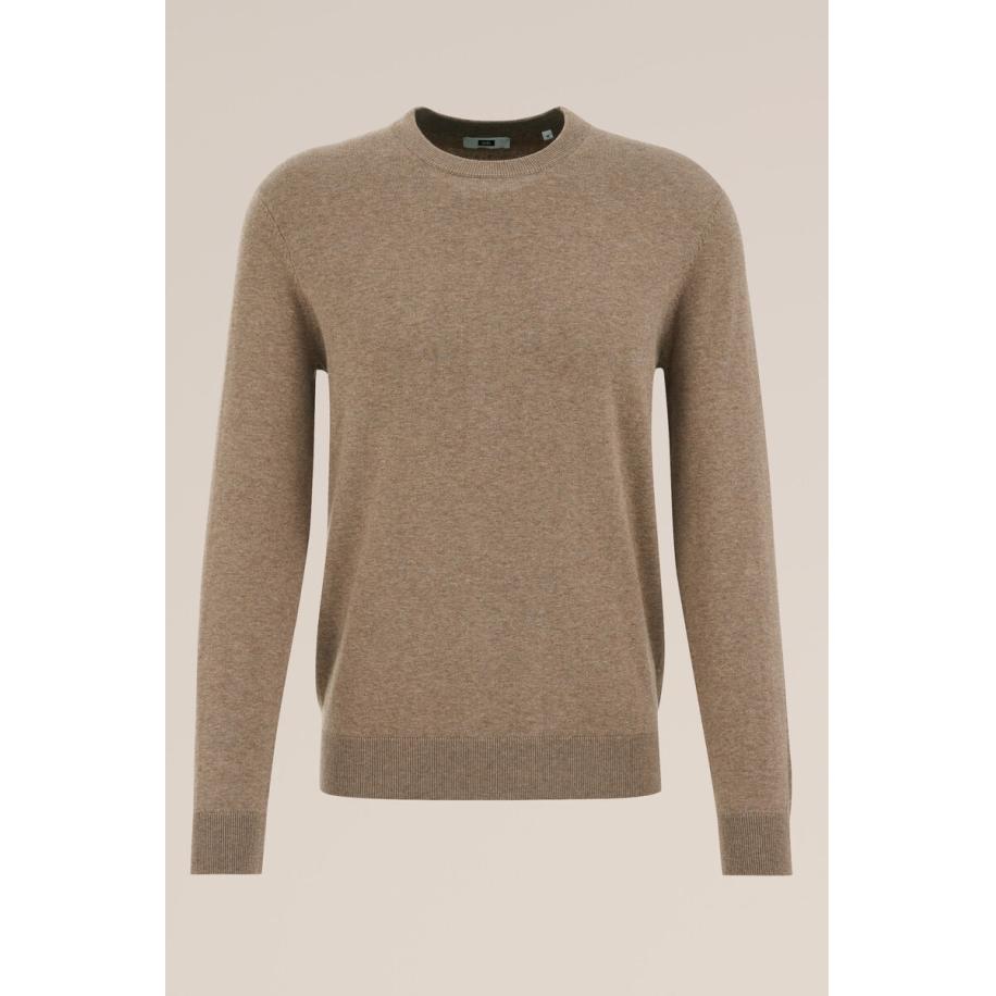 Fundamentals heren fijngebreide trui van katoenmix - Lichtbruin - Katoen - Maat: XL Bruin