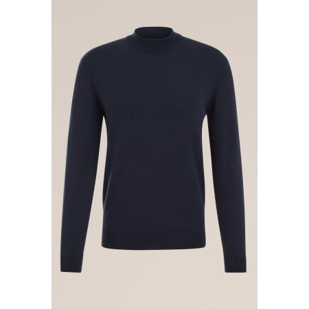 WE Fashion Heren slim fit fijngebreide trui - Slim Fit - Marineblauw - Katoen - Maat: M