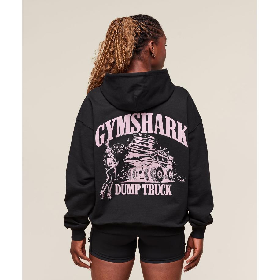 Gymshark Dump Truck Graphic Hoodie Black Zwart