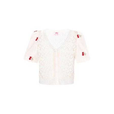 MYMO MYMO Gebreid vest groen / kersrood / offwhite