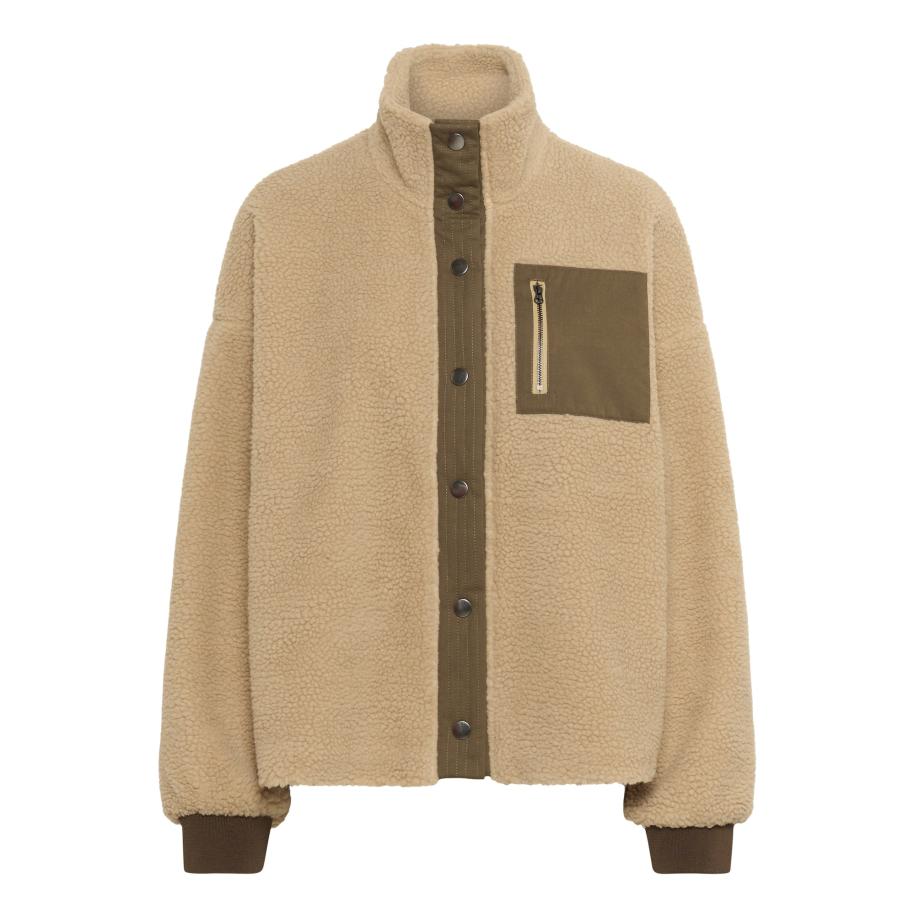 Culture CULTURE Fleece jas Tally beige / bruin -