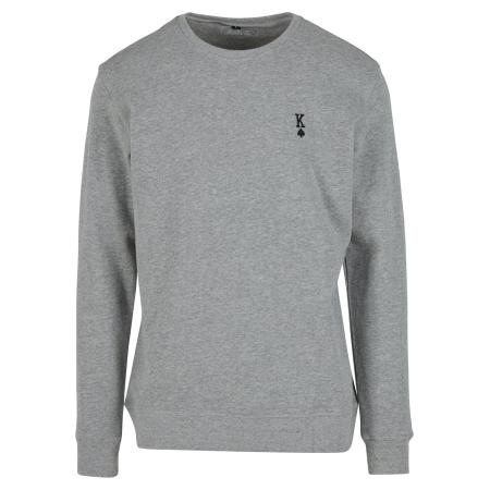 Mister Tee Sweatshirt King Sign EMB Light Crew grijs gemêleerd / zwart