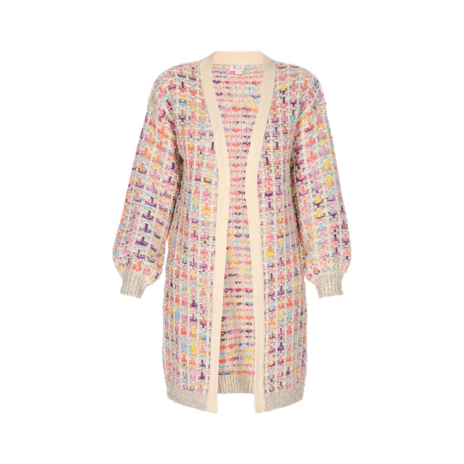 IZIA IZIA Gebreid vest lichtblauw / geel / pink / wolwit -