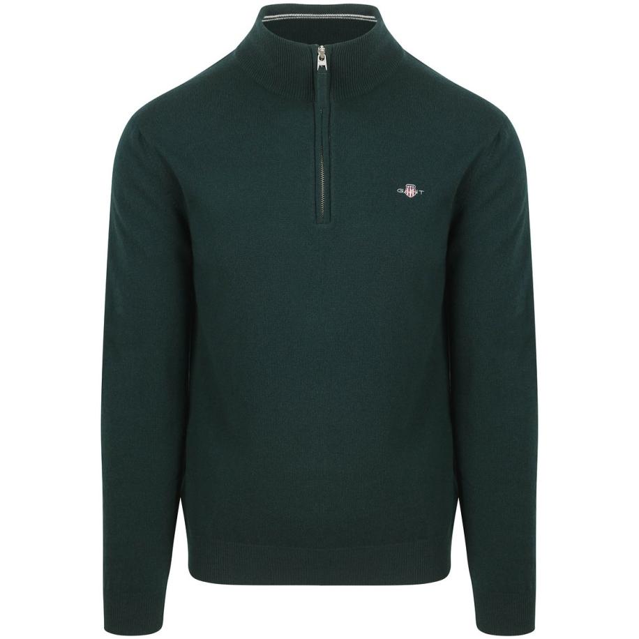 Gant Halfzip Wol Trui Logo Groen Groen