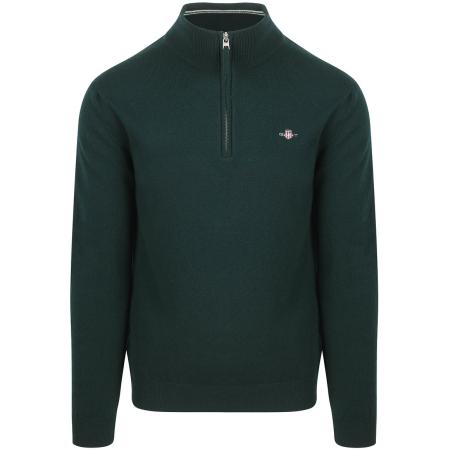 Gant Halfzip Wol Trui Logo Groen
